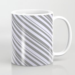 [ Thumbnail: Grey & Lavender Colored Striped Pattern Coffee Mug ]