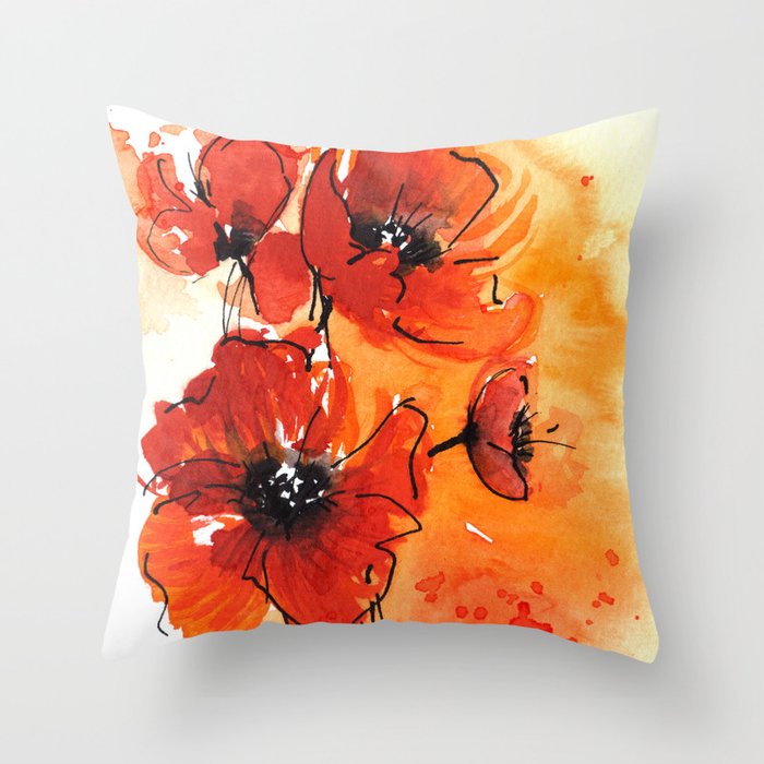 Red poppy throw pillows sales