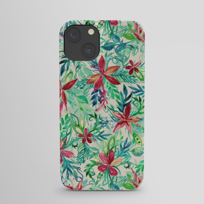 Vintage Tropical Floral - a watercolor pattern iPhone Case