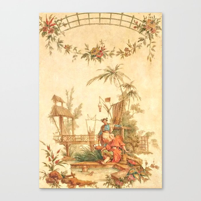 Antique 18th Century Chinoiserie Scene Jean Baptiste Pillement Canvas Print