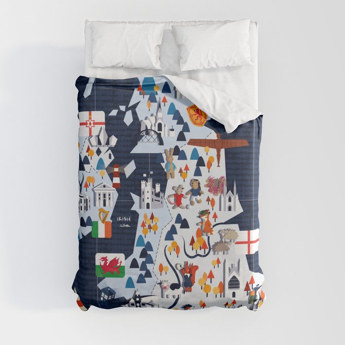 Uk Map Duvet Cover By M Pliego Society6, Map Duvet Cover
