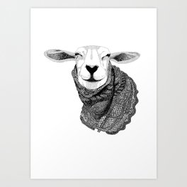 Knitting Sheep Art Print