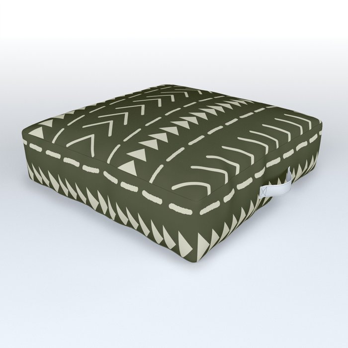 Mudcloth Forest Green Outdoor Floor Cushion