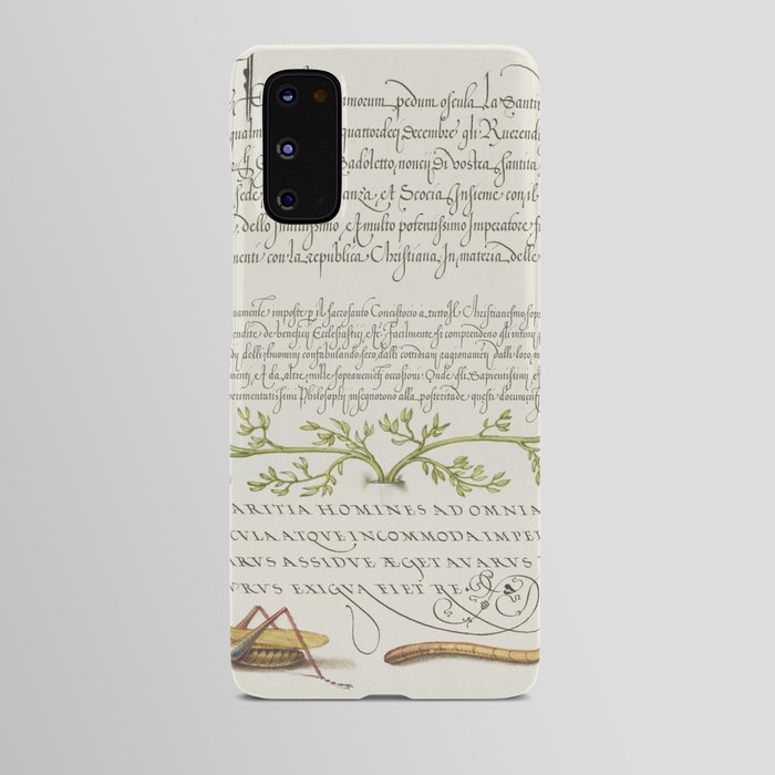 Vintage calligraphic poster with grasshopper Android Case