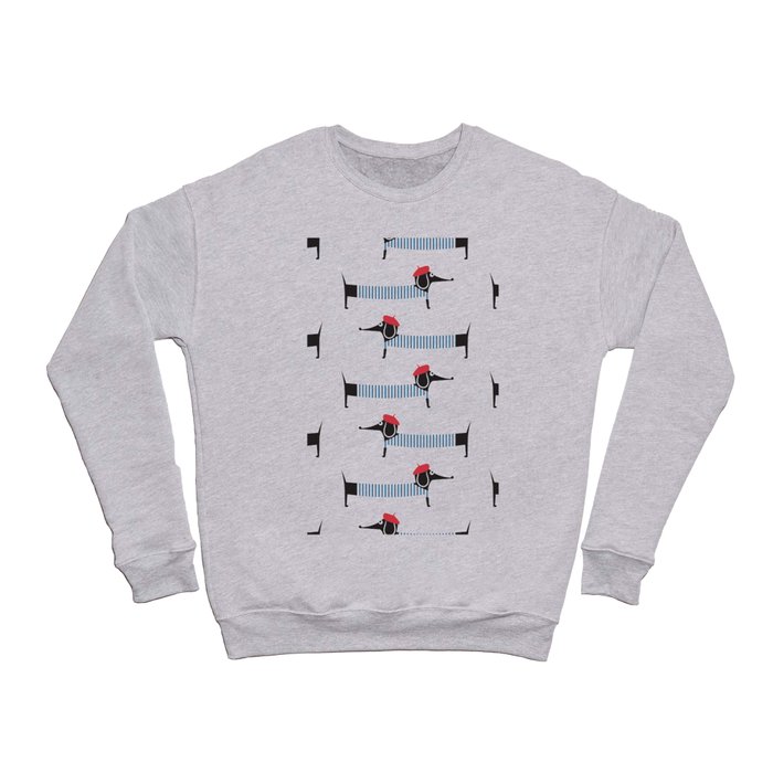Cute cartoon Parisian dachshund pattern  Crewneck Sweatshirt