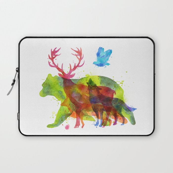 Watercolor animals save the nature Laptop Sleeve