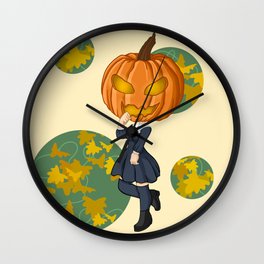 Pumpkin Girl Wall Clock