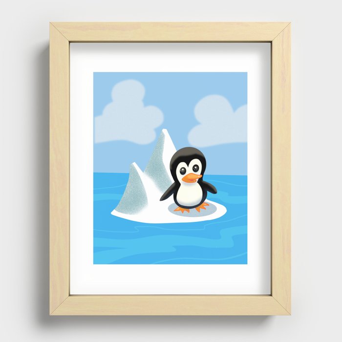 Cartoon Penguin Recessed Framed Print