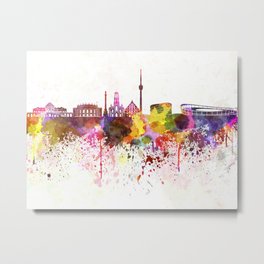 Stuttgart skyline in watercolor background Metal Print | City, Watercolor, Monuments, Colorfull, Skyline, Art, Mural, Design, Panoramic, Abstract 
