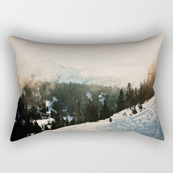 Winter Mountain Hike Rectangular Pillow