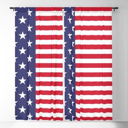 USA Red White and Blue Stars and Horizontal Stripes American Flag Blackout Curtain