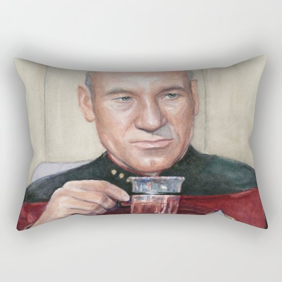 Tea. Earl Grey. Hot. Captain Picard Star Trek | Watercolor Rectangular Pillow
