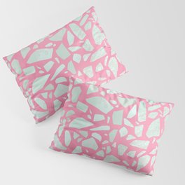 Pink terrazzo flooring seamless pattern with colorful marble rocks Pillow Sham