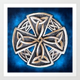 Celtic Cross Blue Art Print