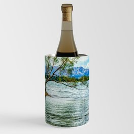 New Zealand Photography - Tree Surrounded By Water In Lake Wānaka Wine Chiller