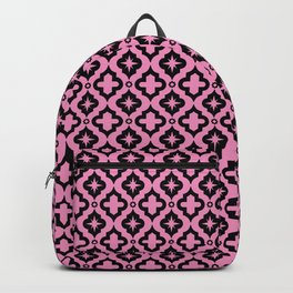 Pink and Black Ornamental Arabic Pattern Backpack