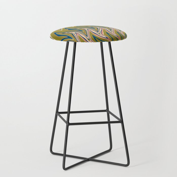 Warped - Blue, Olive Green, Pink and Cream Bar Stool
