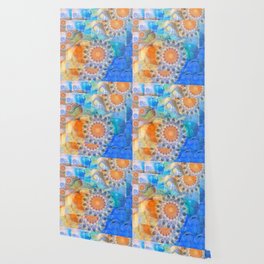 Three Bright Suns Abstract Colorful Art Wallpaper