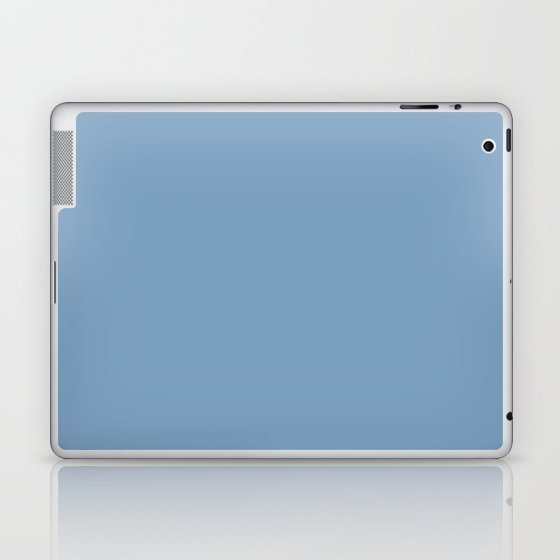 DUSK BLUE SOLID COLOR. Dusty pastel blue plain pattern  Laptop & iPad Skin