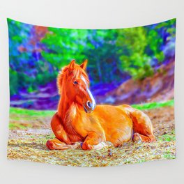 Beautiful Young Brown Horse - Wild Life Wall Tapestry
