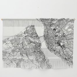 Birkenhead, England - Black and White City Map Wall Hanging