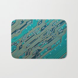 Electronic circuit board close up Bath Mat