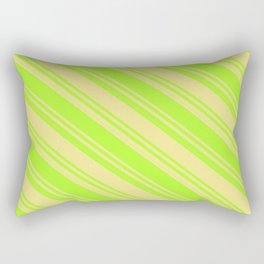 [ Thumbnail: Light Green and Tan Colored Striped/Lined Pattern Rectangular Pillow ]
