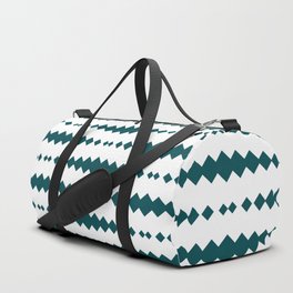 Teal Blue Geometric Horizontal Striped Pattern Duffle Bag