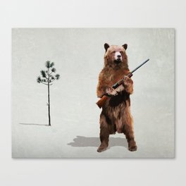 Bear with a shotgun Canvas Print