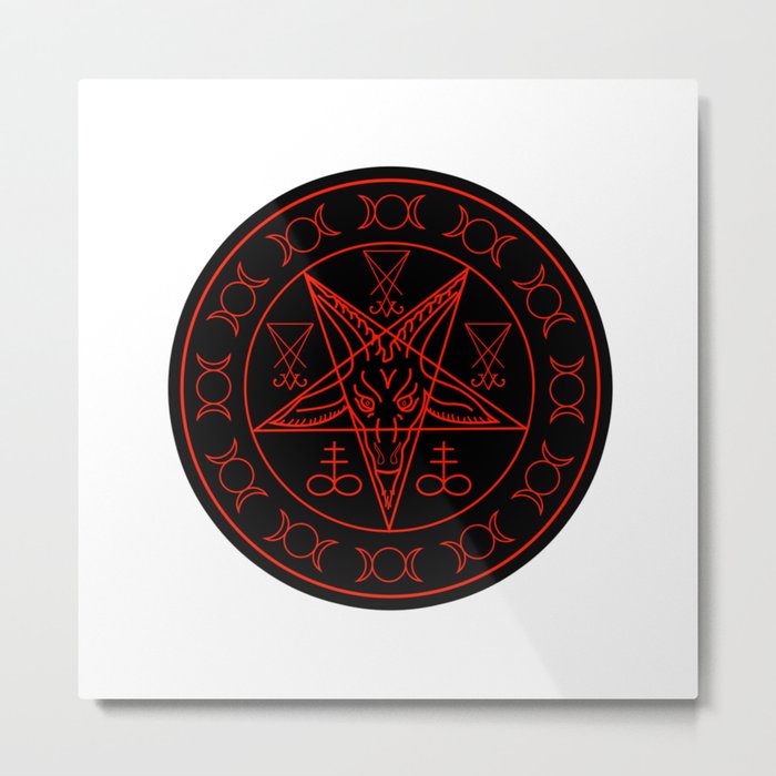 Wiccan symbols- Cross of Sulfur, Triple Goddess, Sigil of Baphomet and Lucifer Metal Print
