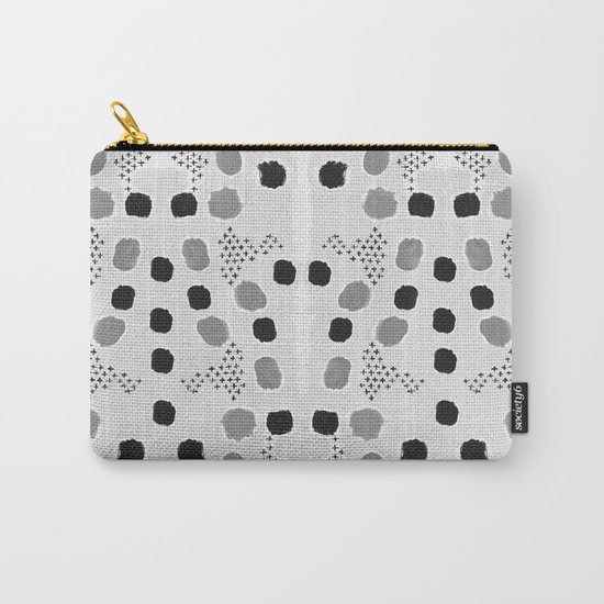 Jordan - black and white grey minimal modern dorm college trendy abstract painting dots brushstrokes Carry-All Pouch