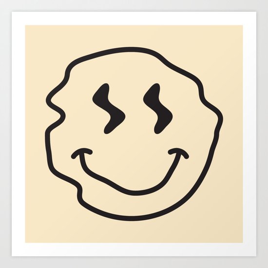 Wonky Smiley Face Black And Cream Art Print By Jimmy Raines Society6 Wonky Smiley Face Black And Cream Art Print By Jimmy Raines Society6