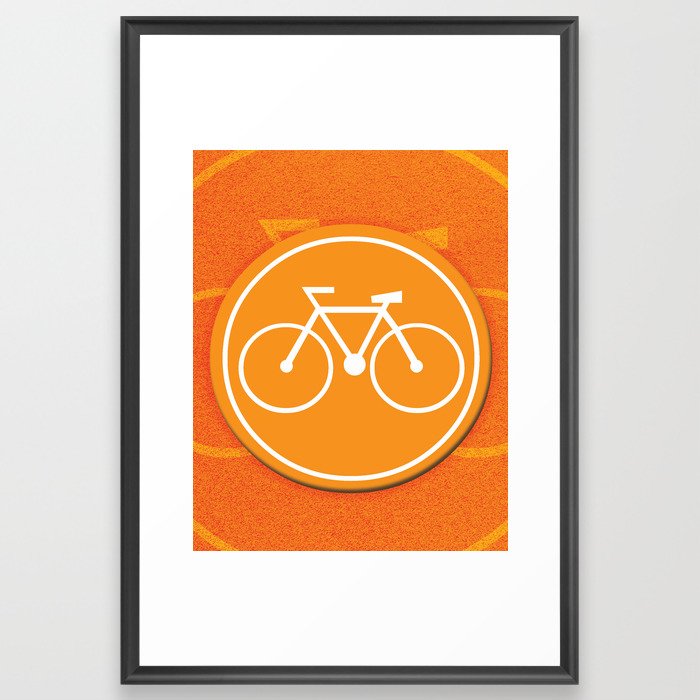 Orange Bicycle Framed Art Print
