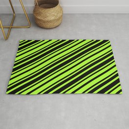 [ Thumbnail: Light Green & Black Colored Lined Pattern Rug ]