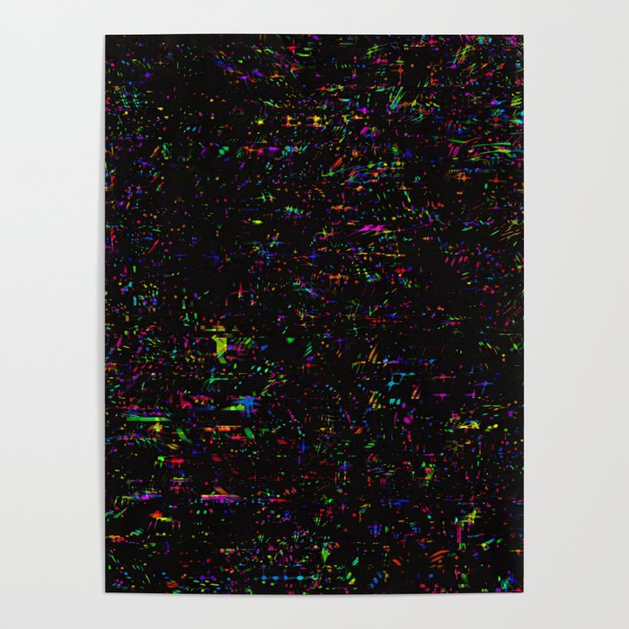 Glitch neon tiny shapes Poster