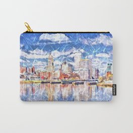 Providence Waterfront, Rhode Island landscape painting Carry-All Pouch | Waterfire, Rhodeisland, Skyscrapers, Newengland, Ppac, Watchhill, Providence, Skyline, Downtown, Lovecraft 