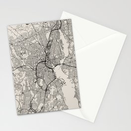 Providence USA. Black and White City Map Stationery Card