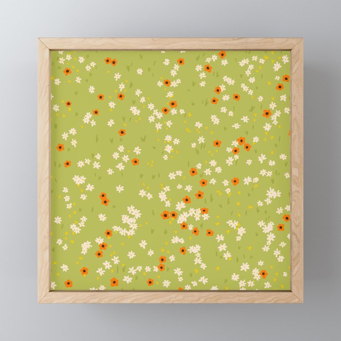 Orange Poppies and Wildflowers Framed Mini Art Print