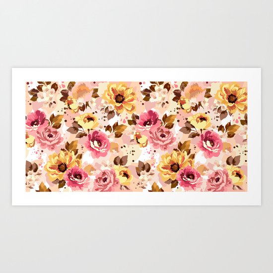Pattern Flowers 01 Art Print