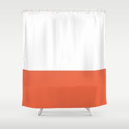 Burnt Orange and White Minimalist Color Block Shower Curtain