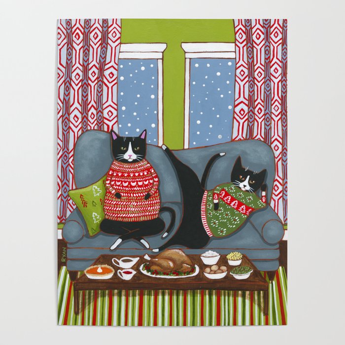 Holiday Couch Potato Cats Poster