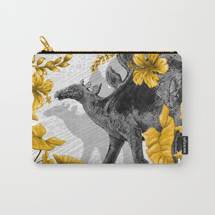 Jurassic Stegosaurus: Gold & Gray Carry-All Pouch