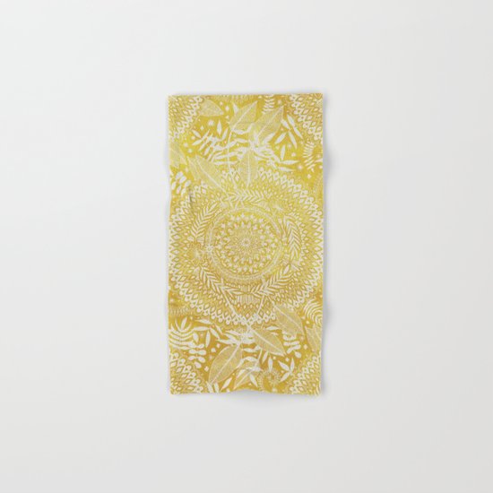 Medallion Pattern in Mustard and Cream Hand & Bath Towel