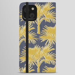 70’s Palm Trees Silhouette Gold on Navy iPhone Wallet Case