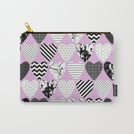 Hearts And Love - Black and white, geometric Pattern Carry-All Pouch