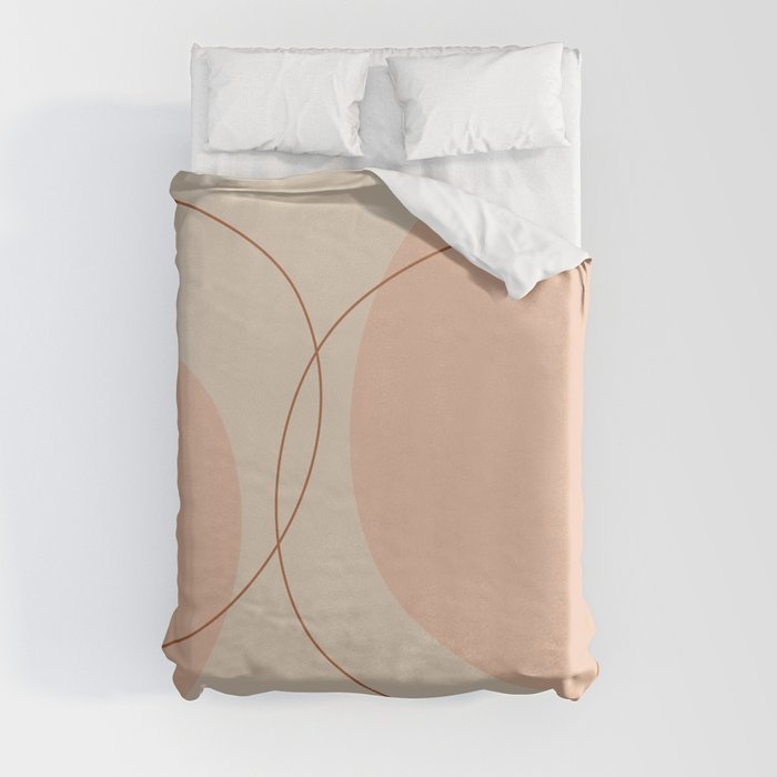 Hand Drawn Geometric Lines in Earthy Shades Duvet Cover