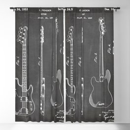 Bass Guitar Patent - Bass Guitarist Art - Black Chalkboard Blackout Curtain