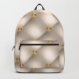 Luxury Tufted Gold Diamond 5 Backpack | Quilted, Texture, Seamless, Leather, Cream, Tufted, Leatherlook, Graphicdesign, Digital, Gold 