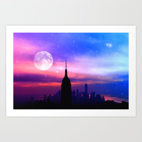 under the moon New York Art Print
