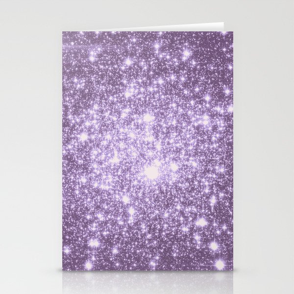 Lilac Galaxy Sparkle Stars Stationery Cards